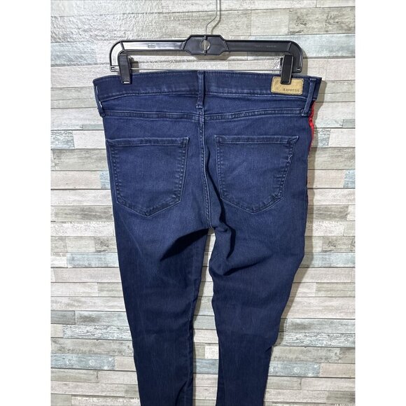 Women’s Express Denim Jeans Dark Wash Mid Rise Legging Stretch Size 12R - Picture 12 of 16